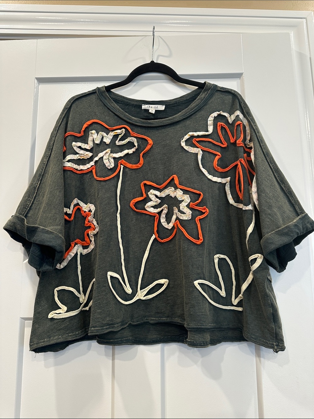 Oli & Hali Mineral Washed Short-Sleeve Top, Size Medium